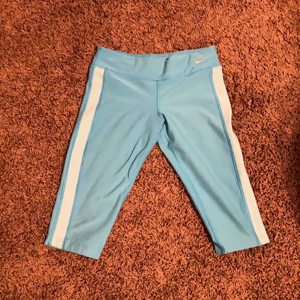 blue side striped capris size Small